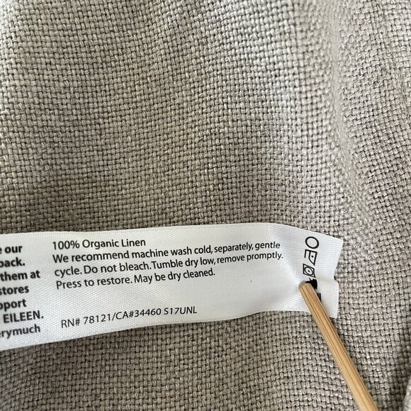 Eileen Fisher 100% Linen Open Front Collarless Jacket Natural Tan Beige Large - Picture 4 of 11